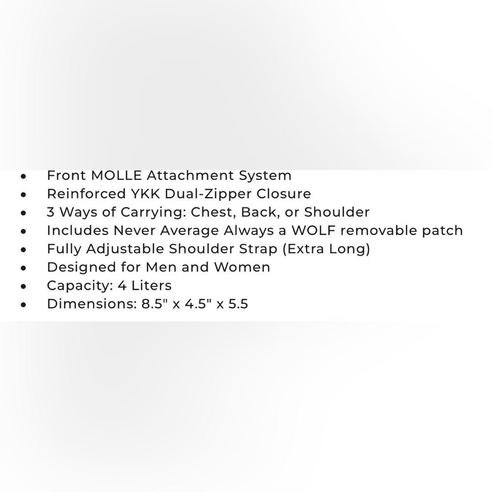 Wolfpak Alpha Black 4L Sling Tactical Bag - Picture 4 of 4